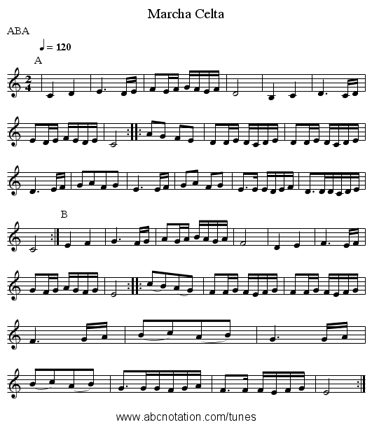 Marcha Celta - staff notation