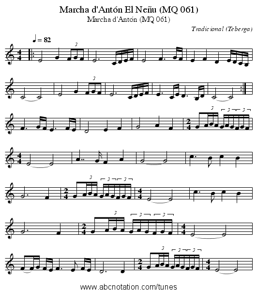 Marcha d'Antón El Neñu (MQ 061) - staff notation