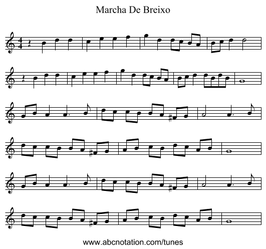 Marcha De Breixo - staff notation