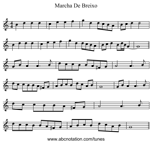 Marcha De Breixo - staff notation