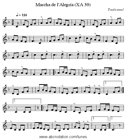 Marcha de l'Alegría (XA 39) - staff notation