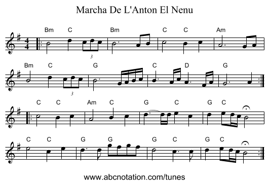 Marcha De L'Anton El Nenu - staff notation