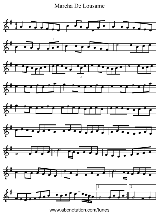 Marcha De Lousame - staff notation