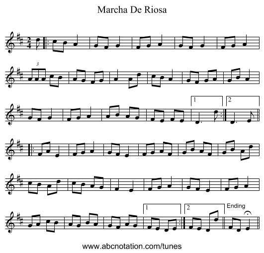 Marcha De Riosa - staff notation