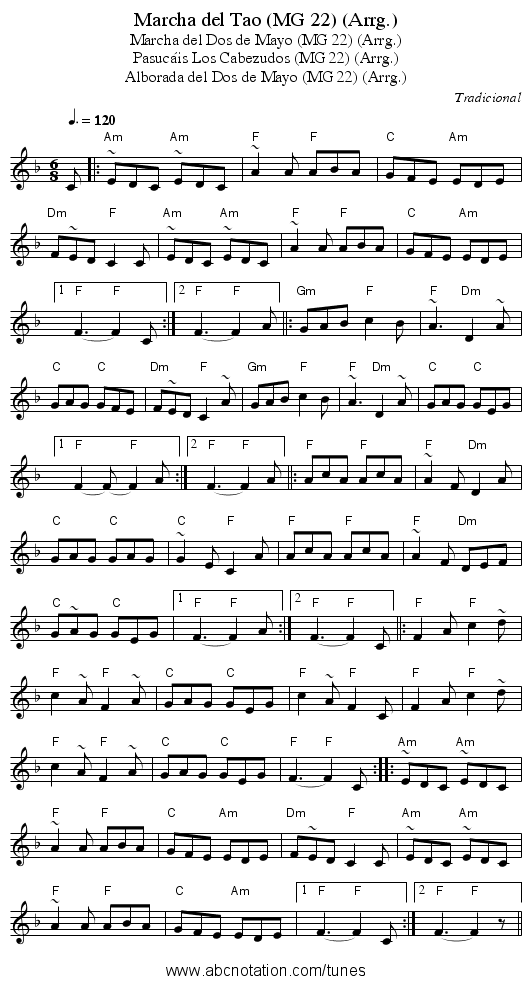 Marcha del Tao (MG 22) (Arrg.) - staff notation