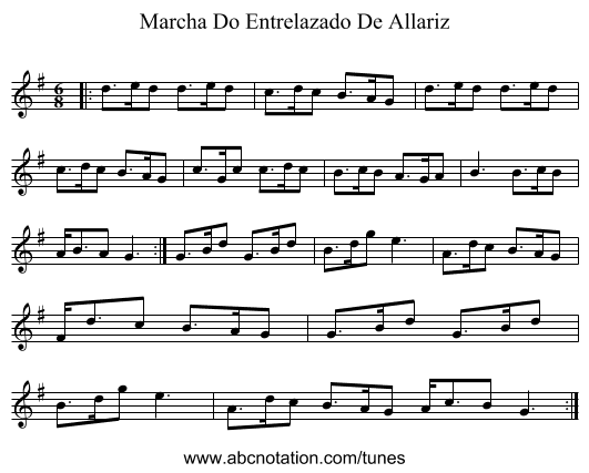 Marcha Do Entrelazado De Allariz - staff notation