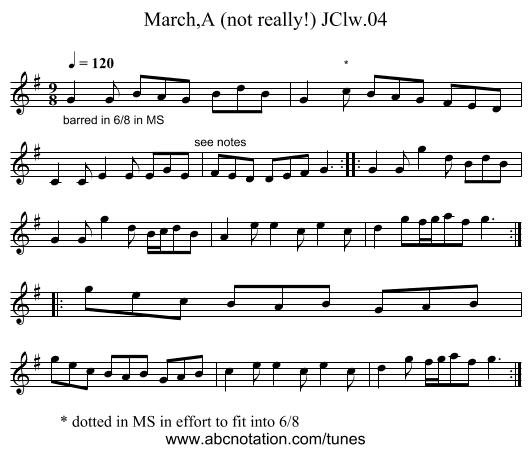 March,A (not really!) JClw.04 - staff notation