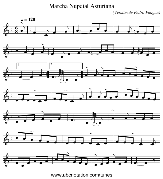 Marcha Nupcial Asturiana - staff notation
