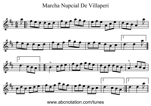 Marcha Nupcial De Villaperi - staff notation