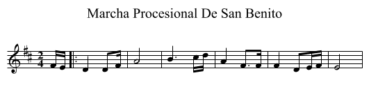 Marcha Procesional De San Benito - staff notation