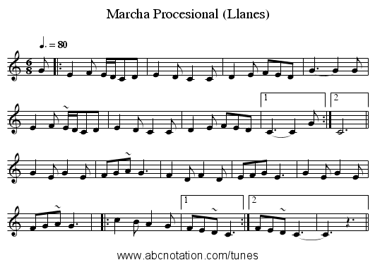 Marcha Procesional (Llanes) - staff notation