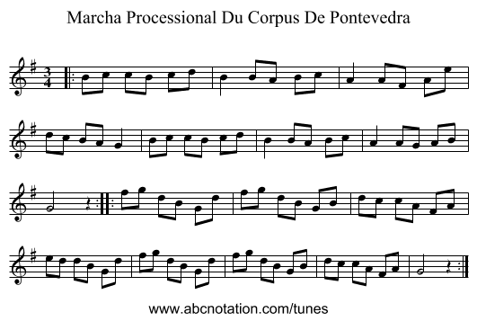 Marcha Processional Du Corpus De Pontevedra - staff notation