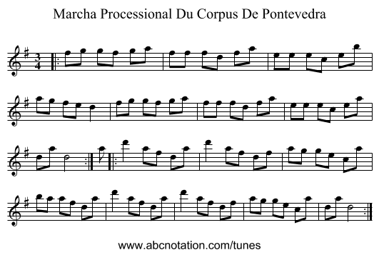 Marcha Processional Du Corpus De Pontevedra - staff notation
