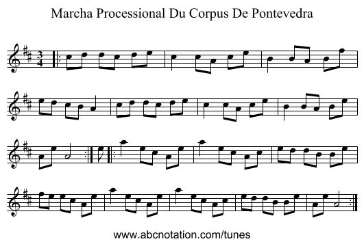 Marcha Processional Du Corpus De Pontevedra - staff notation