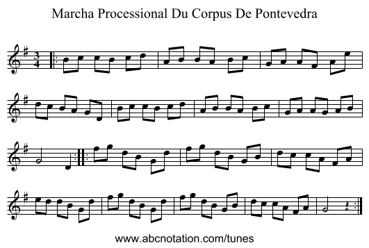Marcha Processional Du Corpus De Pontevedra - staff notation