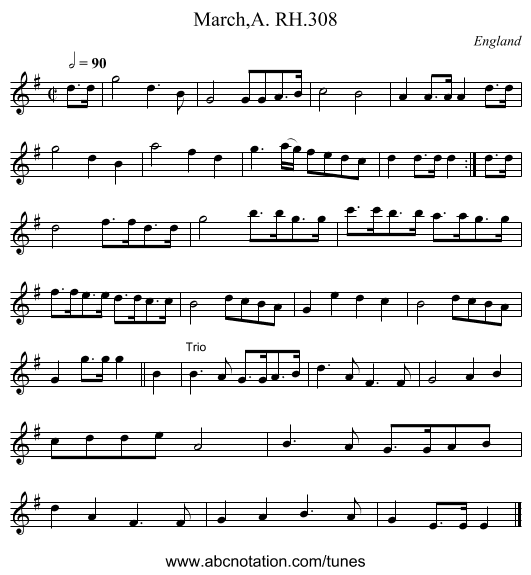 March,A. RH.308 - staff notation