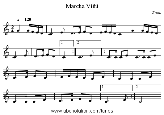Marcha Viñú - staff notation
