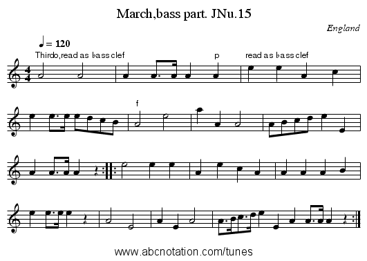 March,bass part. JNu.15 - staff notation