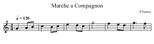 Marche a Compagnon - staff notation