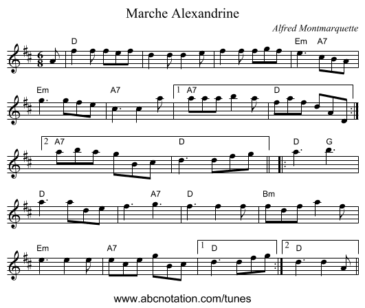 Marche Alexandrine - staff notation