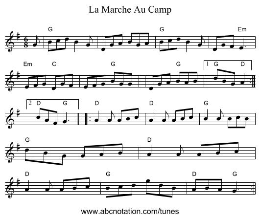 Marche Au Camp, La - staff notation
