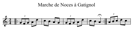 Marche de Noces &agrave; Gatignol - staff notation