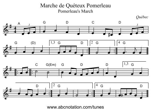 Marche de Qu&eacute;teux Pomerleau - staff notation