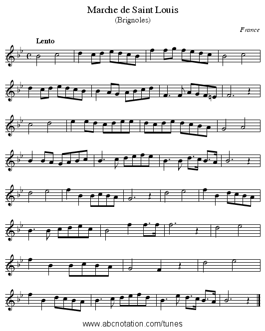 Marche de Saint Louis - staff notation