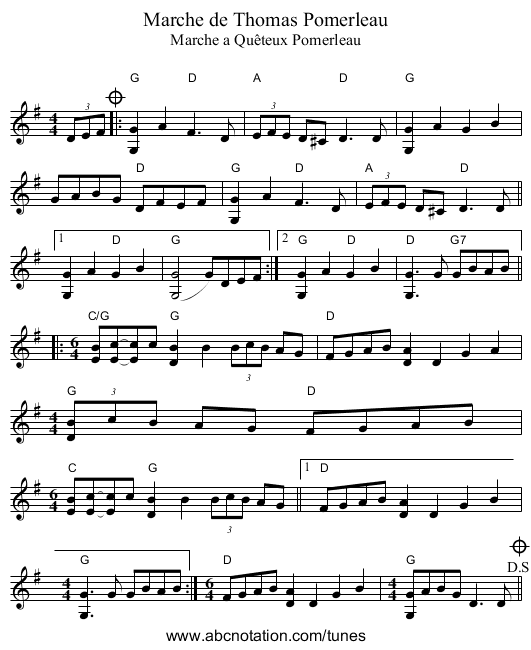 Marche de Thomas Pomerleau - staff notation