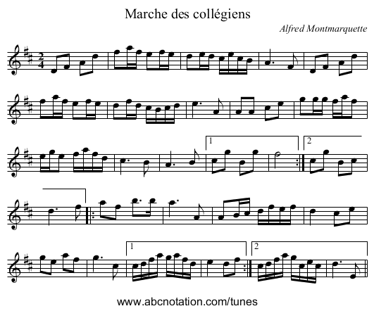 Marche des collégiens - staff notation