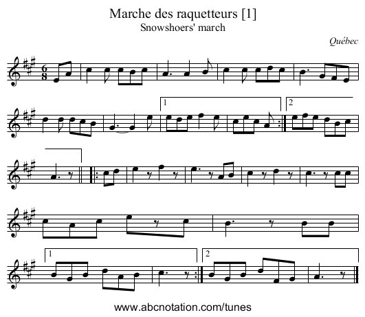 Marche des raquetteurs [1] - staff notation