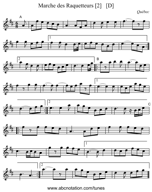 Marche des Raquetteurs [2]   [D] - staff notation
