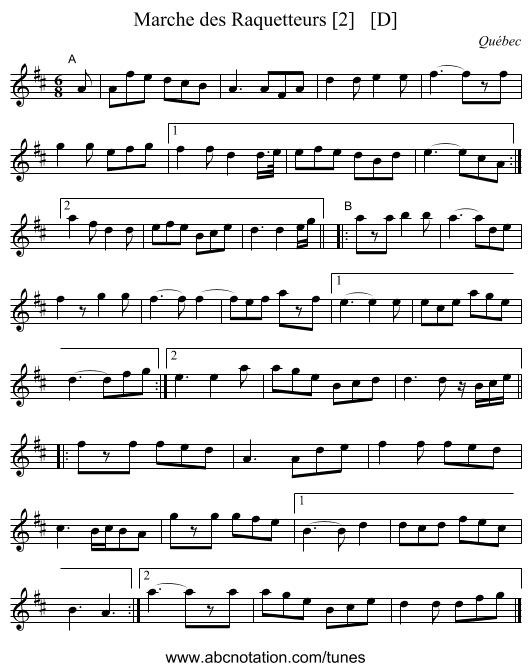 Marche des Raquetteurs [2]   [D] - staff notation
