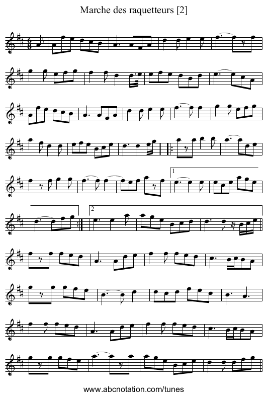 Marche des raquetteurs [2] - staff notation
