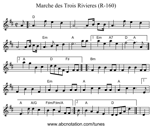 Marche des Trois Rivieres (R-160) - staff notation