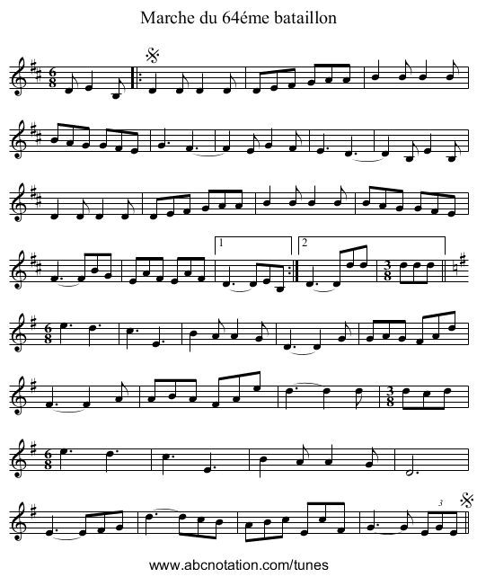 Marche du 64éme bataillon - staff notation