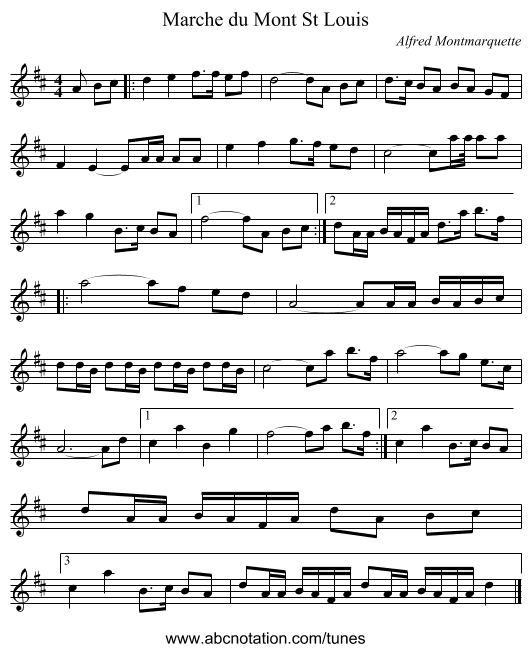 Marche du Mont St Louis - staff notation