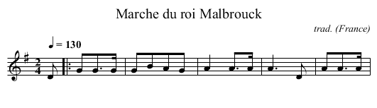 Marche du roi Malbrouck - staff notation