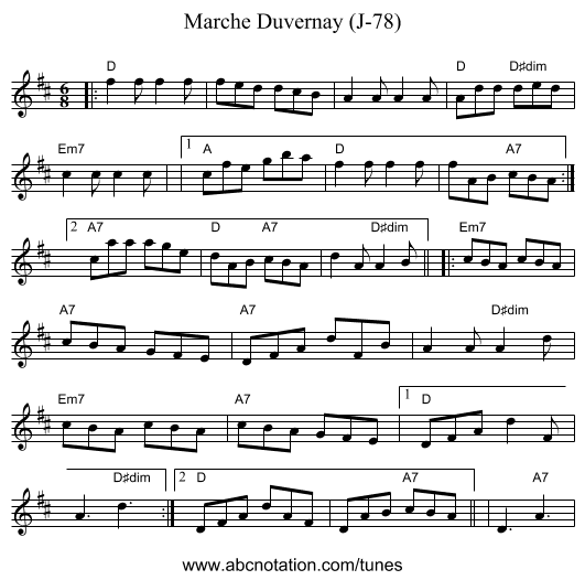 Marche Duvernay (J-78) - staff notation