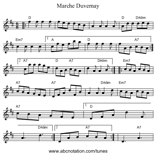 Marche Duvernay - staff notation