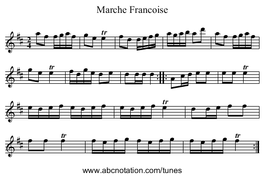 Marche Francoise - staff notation