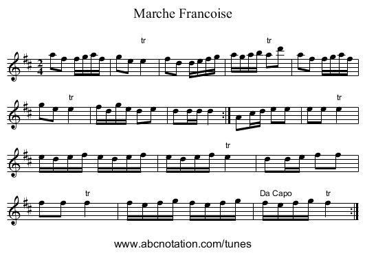 Marche Francoise - staff notation