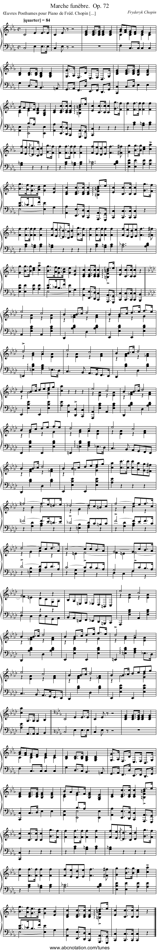 Marche funèbre.	 Op. 72 - staff notation
