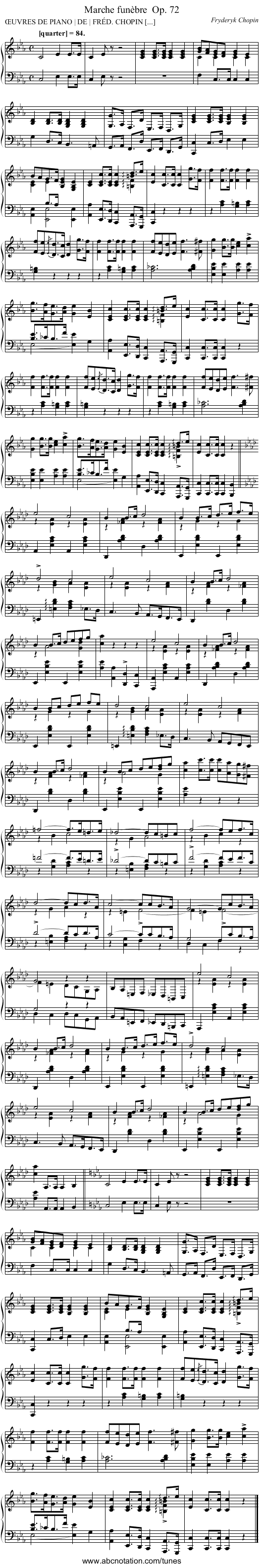 Marche funèbre	 Op. 72 - staff notation