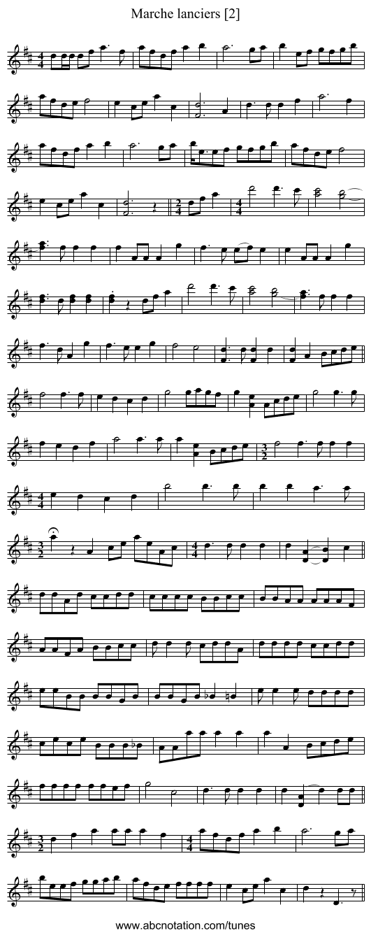 Marche lanciers [2] - staff notation