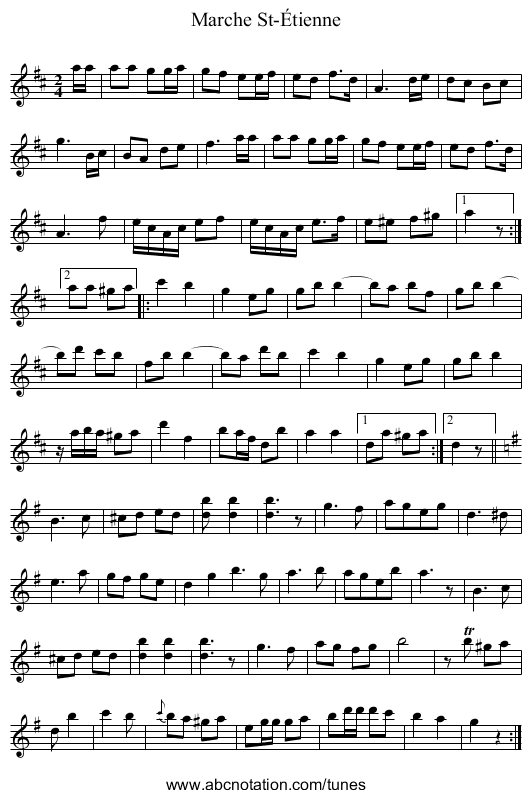 Marche St-Étienne - staff notation