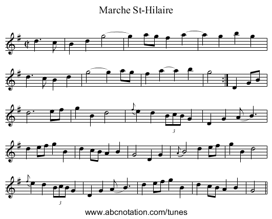 Marche St-Hilaire - staff notation