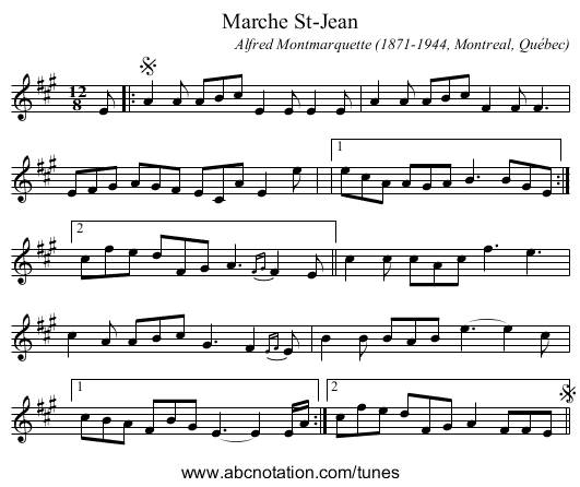Marche St-Jean - staff notation