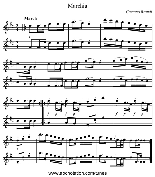 Marchia - staff notation