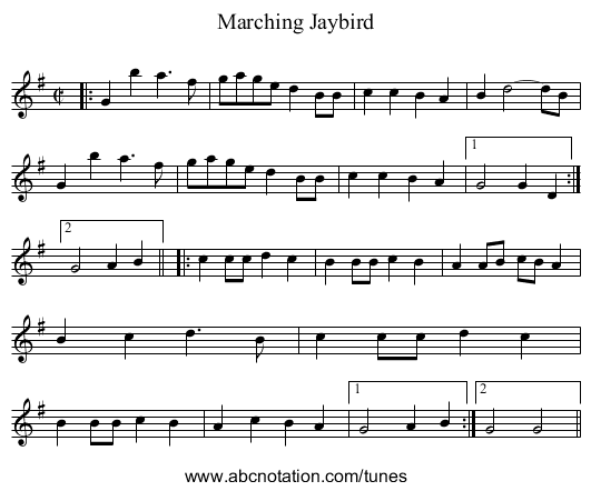 Marching Jaybird - staff notation